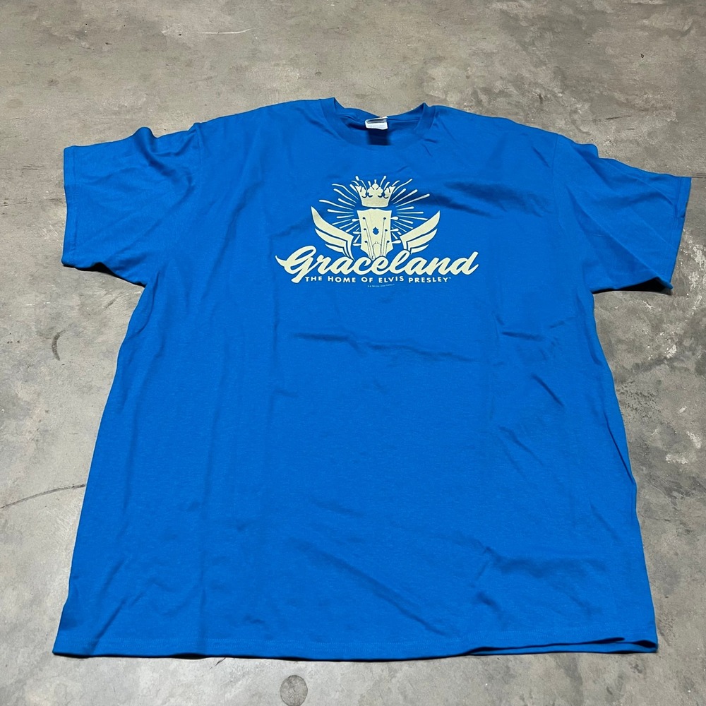 Graceland Elvis Presley Home T-Shirt Mens 2XL Blue Delta Pro Weight Graphic Tee